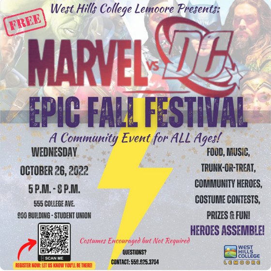 West Hills College hosts Marvel vs DC Epic Fall Festival Oct. 26